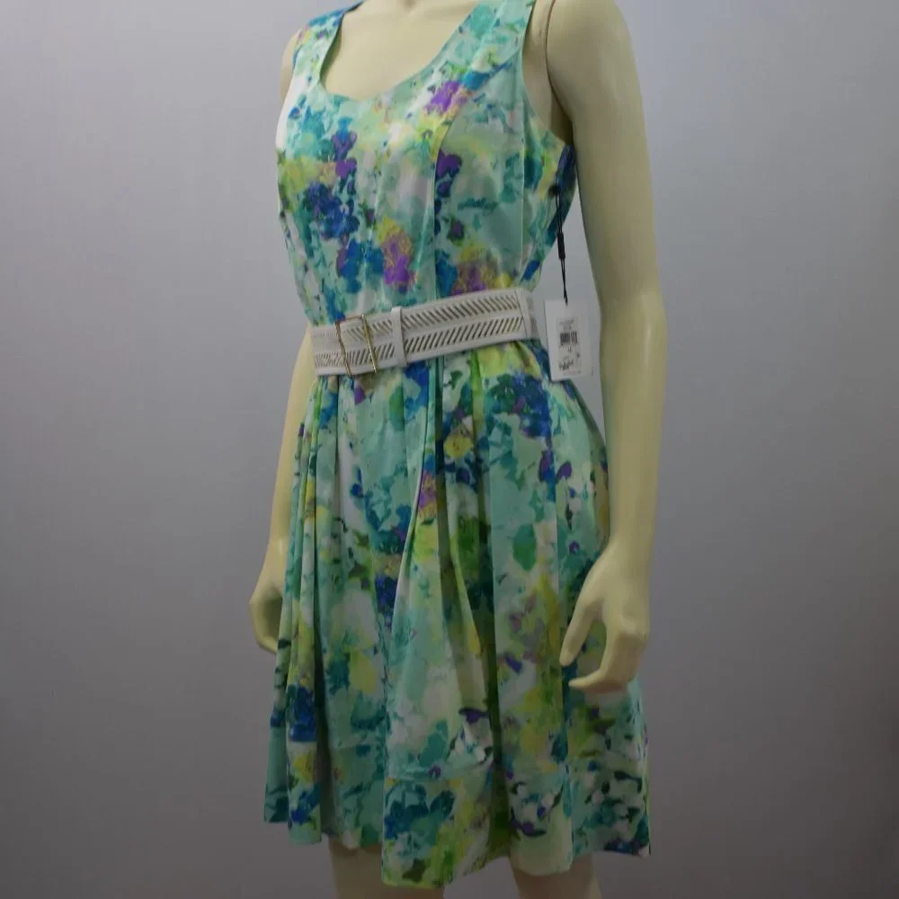 CALVIN KLEIN YELLOW‎ BELTED WOMEN'S DRESS SZ 10 NEW
